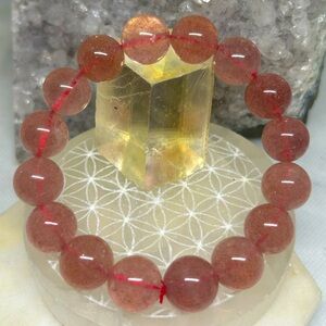 Strawberry Quartz 13.7MM Beaded Stretch Bracelet